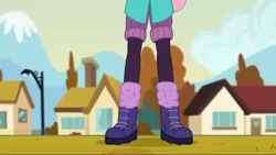 Size: 960x540 | Tagged: safe, derpibooru import, screencap, fluttershy, equestria girls, equestria girls series, holidays unwrapped, spoiler:eqg series (season 2), blizzard or bust, boots, clothes, legs, pictures of legs, shoes