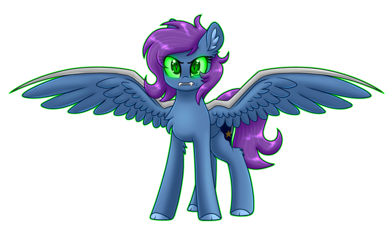 Size: 1024x615 | Tagged: safe, artist:whitehershey, derpibooru import, oc, oc:moon, unofficial characters only, pegasus, pony, angry, fangs, female, glowing eyes, simple background, spread wings, transparent background, wings