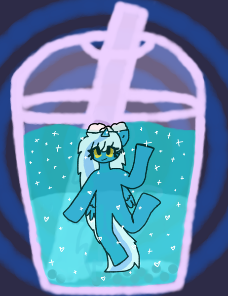 Size: 1000x1300 | Tagged: safe, artist:springthecatlover, derpibooru import, oc, oc:fleurbelle, unofficial characters only, anthro, boba tea, bow, drink, drinking straw, hair bow, solo, yellow eyes