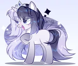 Size: 1830x1542 | Tagged: safe, artist:lazuli, derpibooru import, oc, unofficial characters only, pony, unicorn, base used, crown, hooves to the chest, horn, jewelry, open mouth, raised hoof, regalia, signature, smiling, solo, unicorn oc