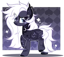 Size: 2456x2209 | Tagged: safe, artist:lazuli, derpibooru import, oc, unofficial characters only, pegasus, pony, base used, constellation, eyelashes, open mouth, pegasus oc, raised hoof, signature, simple background, smiling, solo, transparent background, wings