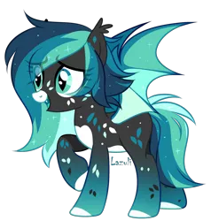 Size: 2308x2423 | Tagged: safe, artist:lazuli, derpibooru import, oc, unofficial characters only, bat pony, pony, bat pony oc, bat wings, colored hooves, ethereal mane, eyelashes, open mouth, raised hoof, signature, simple background, smiling, solo, starry mane, transparent background, wings