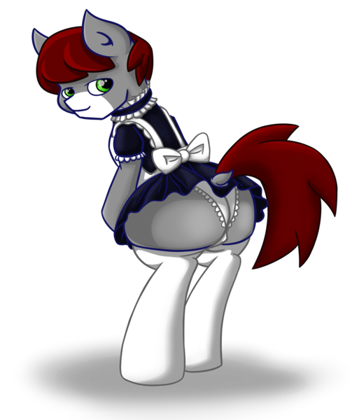 Size: 2240x2618 | Tagged: suggestive, artist:khaki-cap, derpibooru import, oc, oc:khaki-cap, unofficial characters only, earth pony, pony, bipedal, bowtie, butt, buttcheeks, clothes, crossdressing, curves, dock, earth pony oc, femboy, jean thicc, kinky, large butt, maid, male, mane, panties, pants, presenting, simple background, socks, stallion, stockings, tail, thicc ass, thigh highs, thighs, transparent background, underwear