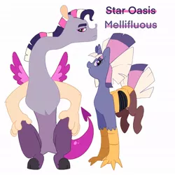 Size: 1024x1024 | Tagged: safe, artist:aztrial, derpibooru import, oc, oc:mellifluous, oc:star oasis, hybrid, interspecies offspring, offspring, parent:discord, parents:discolight, parent:twilight sparkle