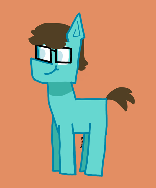 Size: 5000x6000 | Tagged: safe, artist:switcharoo, deleted from derpibooru, derpibooru import, oc, oc:switcharoo, unofficial characters only, earth pony, pony, earth pony oc, glasses, happy, male, orange background, simple background, solo, stallion, watermark