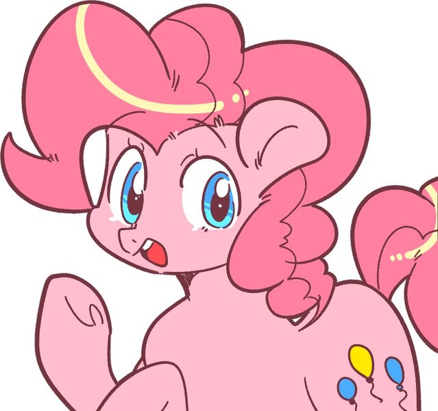 Size: 976x916 | Tagged: safe, artist:kkotnim__, derpibooru import, pinkie pie, earth pony, pony, cute, diapinkes, female, looking at you, mare, open mouth, simple background, solo, white background