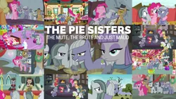 Size: 1974x1111 | Tagged: safe, derpibooru import, edit, edited screencap, editor:quoterific, screencap, apple bloom, applejack, big macintosh, cloudy quartz, granny smith, igneous rock pie, limestone pie, marble pie, maud pie, pinkie pie, rusty tenure, earth pony, pony, best gift ever, hearthbreakers, rock solid friendship, the maud couple, angry, apple family, belly, bipedal, collage, eyes closed, group hug, hug, open mouth, pie family, pushing, sad