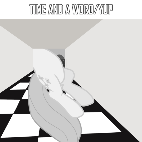 Size: 2000x2000 | Tagged: safe, artist:grapefruitface1, artist:tardifice, derpibooru import, fluttershy, ponified, pony, album cover, checkered floor, monochrome, ponified album cover, progressive rock, solo, surreal, vector used, yes, yes (band)