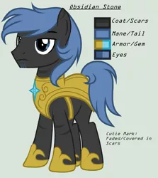 Size: 1664x1864 | Tagged: safe, artist:lominicinfinity, derpibooru import, oc, oc:obsidian stone, pony, armor, male, royal guard armor, simple background, solo, stallion