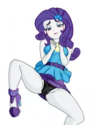 Size: 1080x1400 | Tagged: suggestive, alternate version, artist:smoker, derpibooru import, edit, rarity, equestria girls, equestria girls series, adorasexy, black panties, black underwear, blushing, breasts, cameltoe, clothes, cute, female, frilly underwear, panties, panty shot, raribetes, rarity peplum dress, sexy, skirt, solo, solo female, spreading, underwear, upskirt