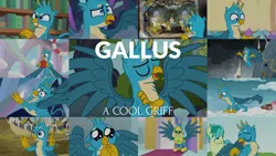 Size: 1978x1113 | Tagged: safe, derpibooru import, edit, edited screencap, editor:quoterific, screencap, bifröst, gabby, gallus, gilda, grampa gruff, grizzle, sandbar, yona, bird, eagle, earth pony, gryphon, hippogriff, owl, pegasus, pony, yak, a matter of principals, marks for effort, school daze, school raze, the ending of the end, the hearth's warming club, the last problem, uprooted, what lies beneath, armor, crying, cupcake, food, friendship student, male, puppy dog eyes, royal guard, royal guard gallus, single tear, stallion, tears of pain