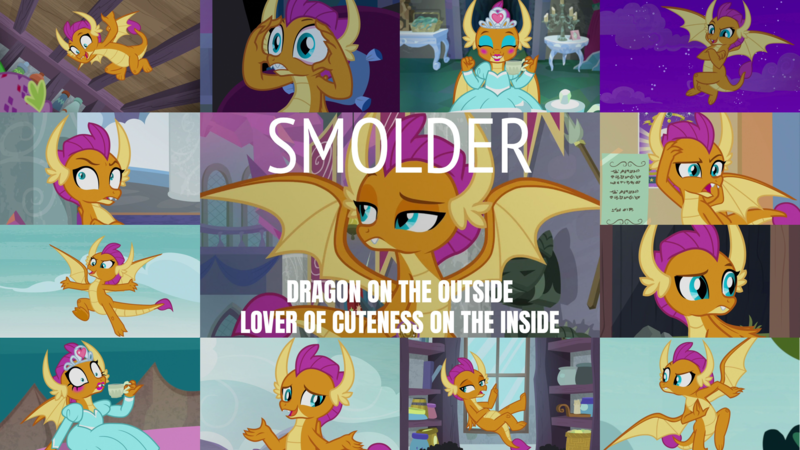 Size: 1963x1105 | Tagged: safe, derpibooru import, edit, edited screencap, editor:quoterific, screencap, smolder, spike, dragon, molt down, school daze, school raze, uprooted, what lies beneath, clothes, confused, cup, dragoness, dress, eyes closed, female, jewelry, lips, open mouth, princess smolder, shocked, teacup, tiara