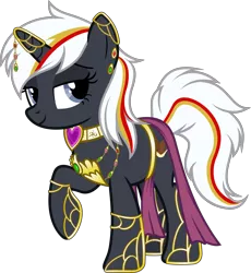Size: 5530x6000 | Tagged: suggestive, artist:magister39, derpibooru import, oc, oc:velvet remedy, pony, unicorn, fallout equestria, collar, concubine, ear jewelry, ear piercing, eyelashes, female, horn, horn jewelry, jewelry, lidded eyes, mare, necklace, piercing, raised hoof, simple background, solo, transparent background