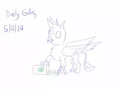 Size: 1280x960 | Tagged: safe, artist:horsesplease, derpibooru import, gallus, gryphon, derp, doodle, gallus the rooster, green tea, ice, red cup, solo, spilled drink, starbucks