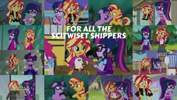 Size: 1968x1107 | Tagged: safe, derpibooru import, edit, edited screencap, editor:quoterific, screencap, sci-twi, sunset shimmer, twilight sparkle, dance magic, eqg summertime shorts, equestria girls, equestria girls series, friendship games, get the show on the road, legend of everfree, mirror magic, monday blues, rollercoaster of friendship, spring breakdown, spoiler:eqg specials, female, lesbian, scitwishimmer, shipping, sunsetsparkle