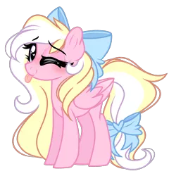 Size: 2484x2584 | Tagged: safe, artist:emberslament, derpibooru import, oc, oc:bay breeze, unofficial characters only, pegasus, pony, derpibooru community collaboration, 2021 community collab, ;p, blushing, bow, closed mouth, cute, female, hair bow, heart, heart eyes, long mane, mare, ocbetes, one eye closed, one eye open, simple background, tail bow, tongue out, transparent background, wingding eyes, wings, wink