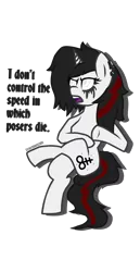 Size: 1431x2775 | Tagged: safe, artist:legendoflink, derpibooru import, oc, oc:blackmelodia, unofficial characters only, unicorn, black metal, corpse paint, makeup, meme, metal, simple background, sitting, text, transparent background