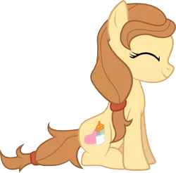 Size: 3130x3078 | Tagged: safe, derpibooru import, oc, oc:cream heart, unofficial characters only, earth pony, pony, button's adventures, cute, eyes closed, female, happy, simple background, sitting, smiling, solo, transparent background, vector