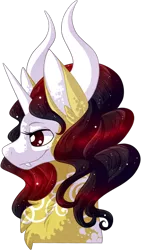 Size: 378x671 | Tagged: safe, artist:velnyx, derpibooru import, oc, oc:solar plexus, pony, bust, female, horns, portrait, simple background, solo, transparent background