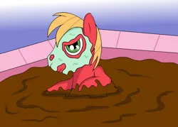 Size: 1400x1000 | Tagged: safe, artist:amateur-draw, derpibooru import, big macintosh, earth pony, pony, male, mud, mud bath, mud mask, muddy, request, requested art, simple background, solo, spa, stallion