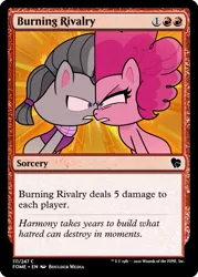 Size: 375x523 | Tagged: safe, derpibooru import, edit, pinkie pie, my little pony: pony life, pie vs. pie, spoiler:pony life s01e23, spoiler:pony life s01e39, ccg, magic the gathering, octavio pie, sibling rivalry, trading card, trading card edit
