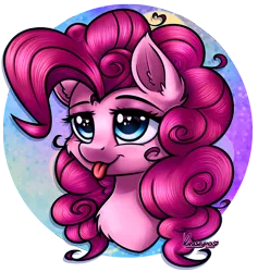 Size: 2894x3050 | Tagged: safe, artist:kruszyna25, derpibooru import, pinkie pie, pony, :p, blushing, bust, cheek fluff, chest fluff, cute, diapinkes, ear fluff, female, high res, mare, portrait, solo, tongue out