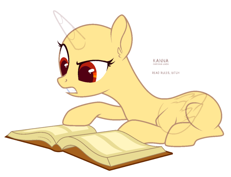 Size: 1260x962 | Tagged: safe, artist:teepew, derpibooru import, oc, unofficial characters only, alicorn, pony, friendship is magic, alicorn oc, bald, base, book, eyelashes, frown, gritted teeth, horn, lying down, prone, reading, signature, simple background, solo, transparent background, wings