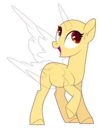 Size: 1362x1719 | Tagged: safe, artist:teepew, derpibooru import, oc, unofficial characters only, alicorn, pony, alicorn oc, bald, base, eyelashes, horn, open mouth, raised hoof, signature, simple background, smiling, solo, transparent background, wings