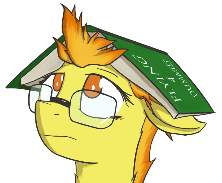 Size: 1280x1056 | Tagged: safe, artist:simplesample, derpibooru import, spitfire, pegasus, pony, book, bust, glasses, looking up, portrait, simple background, solo, transparent background