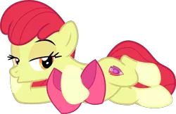 Size: 4261x2766 | Tagged: suggestive, alternate version, artist:djdavid98 edits, artist:sollace, derpibooru import, edit, edited edit, editor:slayerbvc, vector edit, apple bloom, earth pony, pony, growing up is hard to do, :o, apple bloom's bow, bedroom eyes, bow, cropped, cute, cutie mark, draw me like one of your french girls, female, filly, foal, hair bow, lidded eyes, looking at you, lying down, no regrets, open mouth, side, simple background, socks (coat marking), solo, the cmc's cutie marks, transparent background, vector