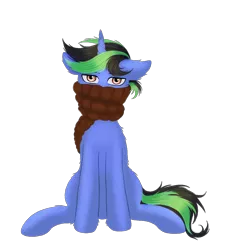 Size: 1116x1215 | Tagged: artist needed, safe, derpibooru import, oc, oc:pipa, unofficial characters only, pony, unicorn, derpibooru community collaboration, 2021 community collab, clothes, commission, looking at you, male, scarf, simple background, solo, stallion, transparent background, winter outfit, ych result