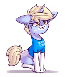 Size: 1024x1209 | Tagged: safe, artist:dsp2003, derpibooru import, oc, oc:nootaz, unofficial characters only, pony, unicorn, annoyed, clothes, context is for the weak, cross-popping veins, duckface, female, floppy ears, shirt, simple background, solo, t-shirt, vulgar, white background