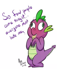 Size: 205x246 | Tagged: 2012, abuse, artist:alex di stasi, blushing, derpibooru import, dragon, picture for breezies, safe, solo, spike, spikeabuse