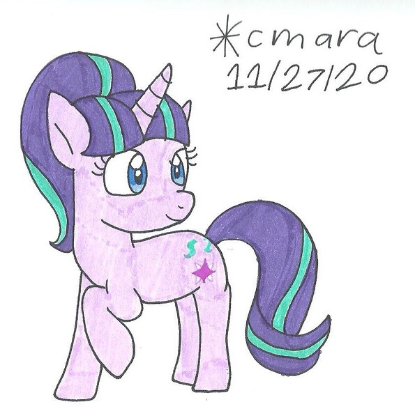 Size: 843x850 | Tagged: safe, artist:cmara, derpibooru import, starlight glimmer, pony, unicorn, cute, female, glimmerbetes, mare, raised hoof, s5 starlight, simple background, solo, traditional art, white background