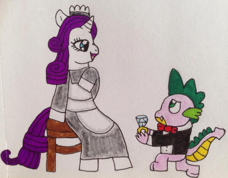 Size: 1280x1001 | Tagged: safe, artist:darkstarnightwalker, derpibooru import, rarity, spike, female, male, marriage proposal, shipping, sparity, straight, traditional art