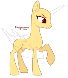 Size: 1770x2038 | Tagged: safe, artist:teepew, derpibooru import, oc, unofficial characters only, alicorn, pony, alicorn oc, bald, base, frown, horn, raised hoof, signature, simple background, solo, transparent background, wings