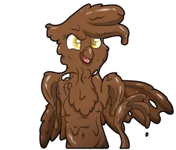 Size: 1280x1092 | Tagged: safe, artist:pzkratzer, derpibooru import, gilda, gryphon, belly button, covered in mud, cute, dripping, female, hug, looking at you, messy, mud, mud bath, muddy, simple background, sketch, slimy, transparent background, wet and messy, younger