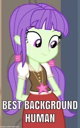 Size: 752x1200 | Tagged: safe, derpibooru import, edit, edited screencap, screencap, starlight, equestria girls, background human, best background human, best human, blouse, caption, female, image macro, jewelry, mematic, meme, necklace, pigtails, solo, text, twintails