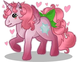 Size: 952x756 | Tagged: safe, artist:muhammad yunus, derpibooru import, alicorn, pony, my little pony 'n friends, season 1, aelita schaeffer, bow, code lyoko, cutie mark, ear piercing, g1, heart, piercing, shadow, simple background, smiling, solo, tail bow, transparent background