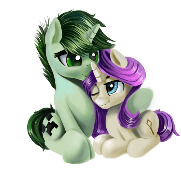 Size: 1920x1840 | Tagged: safe, artist:nihaicreeper, derpibooru import, oc, oc:candycan, oc:nihaicreeper, unofficial characters only, pony, unicorn, derpibooru community collaboration, 2021 community collab, creeper, green eyes, horn, simple background, sitting, smiling, transparent background, unicorn oc