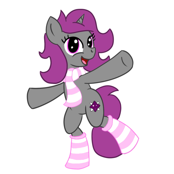 Size: 1200x1200 | Tagged: safe, artist:dafiltafish, derpibooru import, oc, oc:stardust, unofficial characters only, derpibooru community collaboration, 2021 community collab, clothes, scarf, simple background, socks, solo, standing, striped socks, transparent background