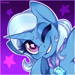 Size: 512x512 | Tagged: safe, artist:esmeia, derpibooru import, trixie, pony, unicorn, female, mare, one eye closed, selfie, solo, starry eyes, stars, wingding eyes, wink