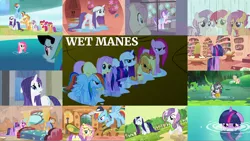 Size: 1984x1117 | Tagged: safe, derpibooru import, edit, edited screencap, editor:quoterific, screencap, apple bloom, applejack, discord, fluttershy, pinkie pie, princess cadance, rainbow dash, rarity, scootaloo, starlight glimmer, sweetie belle, twilight sparkle, twilight sparkle (alicorn), zecora, alicorn, earth pony, pegasus, pony, unicorn, zebra, a health of information, friendship is magic, hurricane fluttershy, look before you sleep, magic duel, ponyville confidential, rarity takes manehattan, sisterhooves social, sleepless in ponyville, the cutie map, the return of harmony, three's a crowd, too many pinkie pies, bed, cutie mark crusaders, floppy ears, golden oaks library, library, mane six, rain, swamp fever plant, unicorn twilight, water, wet, wet mane