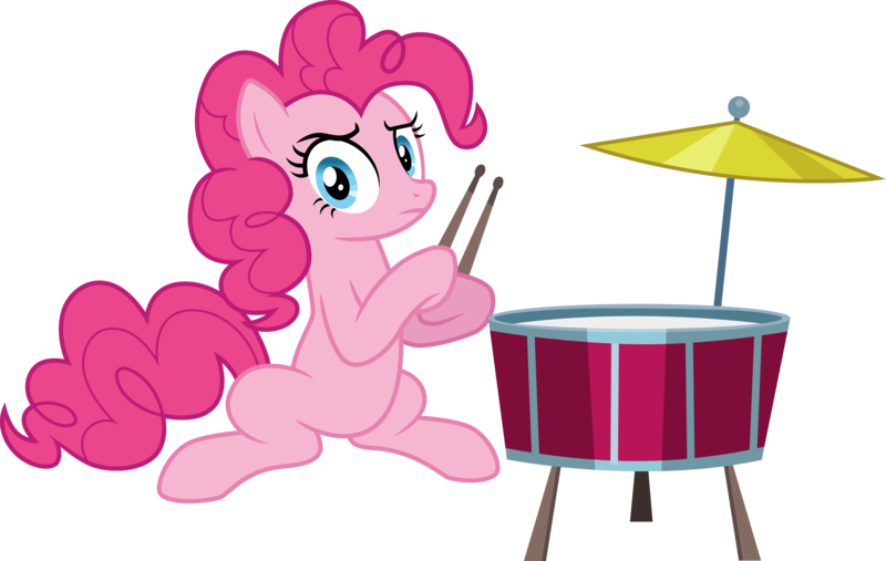 Size: 4736x3000 | Tagged: safe, artist:cloudyglow, derpibooru import, pinkie pie, earth pony, pony, baby cakes, .ai available, drum sticks, drums, musical instrument, simple background, solo, transparent background, vector