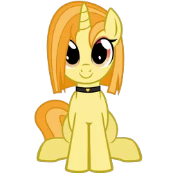 Size: 1500x1500 | Tagged: safe, artist:heliocentric, derpibooru import, oc, oc:amber flair, unofficial characters only, pony, unicorn, derpibooru community collaboration, 2021 community collab, choker, cute, heart, horn, looking at you, simple background, smiling, solo, transparent background, unicorn oc, vector
