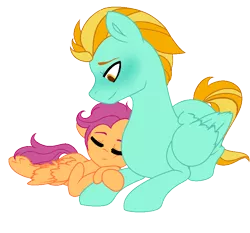 Size: 808x752 | Tagged: safe, artist:fcrestnymph, derpibooru import, lightning dust, scootaloo, pony, lying down, prone, simple background, sleeping, transparent background