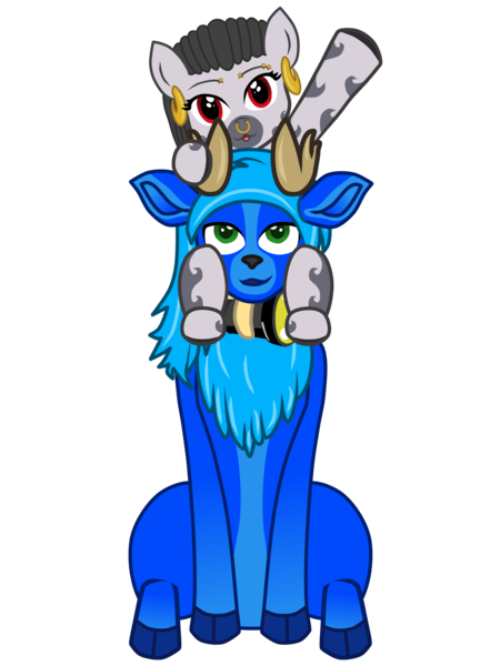 Size: 3000x4000 | Tagged: safe, artist:theonewithoutaname, derpibooru import, oc, oc:blue, oc:desta, unofficial characters only, deer, pony, zebra, derpibooru community collaboration, 2021 community collab, cute, ear piercing, earring, female, filly, happy, horn, jewelry, piercing, simple background, sitting, transparent background, waving
