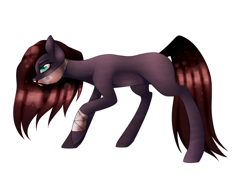 Size: 1516x1178 | Tagged: safe, artist:minelvi, derpibooru import, oc, unofficial characters only, earth pony, pony, bandage, blood, earth pony oc, eyelashes, face mask, mask, raised hoof, simple background, solo, transparent background