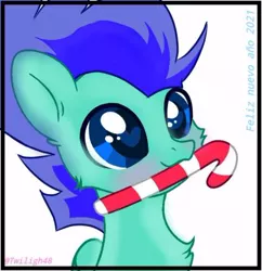 Size: 414x427 | Tagged: safe, artist:lazuli, artist:twiligh48, derpibooru import, oc, oc:azelfu, unofficial characters only, pegasus, pony, base used, candy, candy cane, cute, food, solo