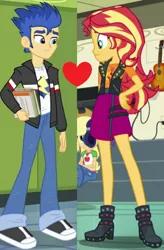 Size: 394x600 | Tagged: safe, deleted from derpibooru, derpibooru import, edit, edited screencap, screencap, flash sentry, sunset shimmer, equestria girls, equestria girls (movie), equestria girls series, overpowered (equestria girls), female, flashimmer, male, shipping, shipping domino, straight